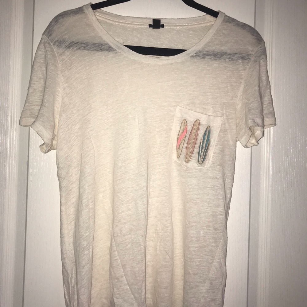 J Crew Cream Surfboard Pocket Tee